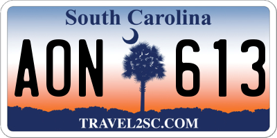 SC license plate AON613