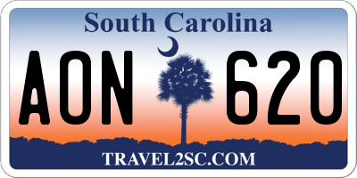 SC license plate AON620