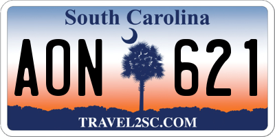 SC license plate AON621