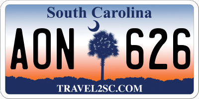 SC license plate AON626