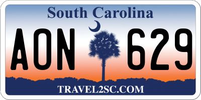 SC license plate AON629