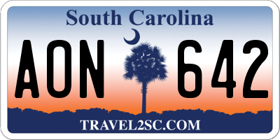SC license plate AON642