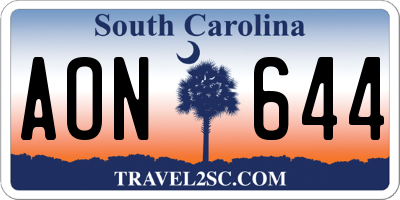 SC license plate AON644