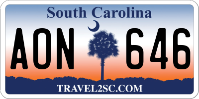 SC license plate AON646