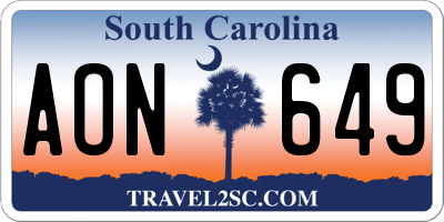SC license plate AON649