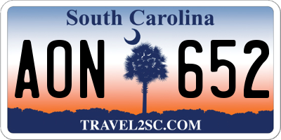 SC license plate AON652