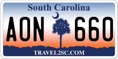 SC license plate AON660