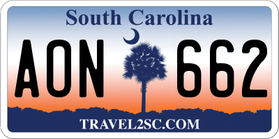 SC license plate AON662