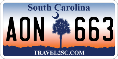SC license plate AON663