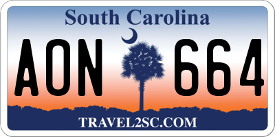 SC license plate AON664