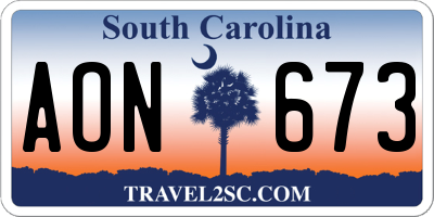 SC license plate AON673