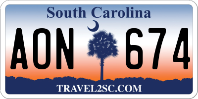 SC license plate AON674