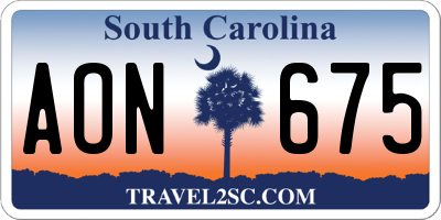 SC license plate AON675
