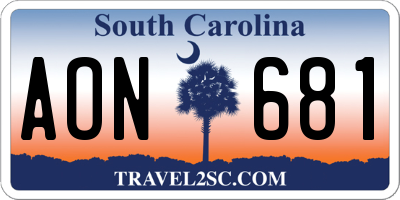 SC license plate AON681