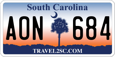 SC license plate AON684