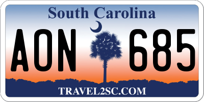 SC license plate AON685