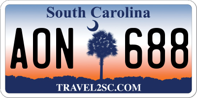 SC license plate AON688