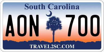 SC license plate AON700