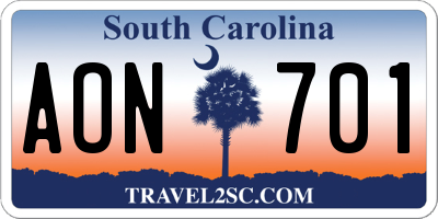 SC license plate AON701