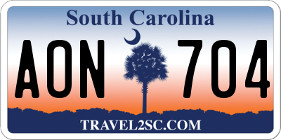 SC license plate AON704