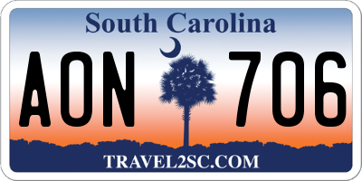 SC license plate AON706