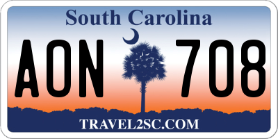 SC license plate AON708