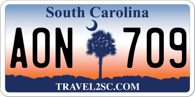 SC license plate AON709