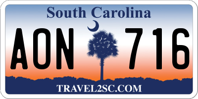 SC license plate AON716