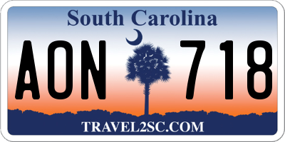 SC license plate AON718