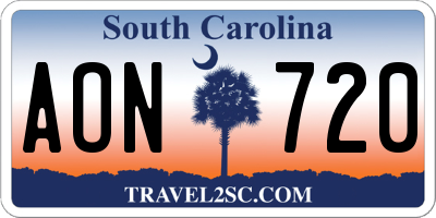 SC license plate AON720