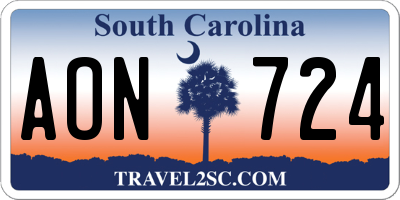 SC license plate AON724