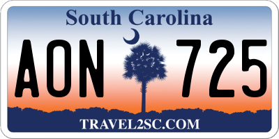 SC license plate AON725
