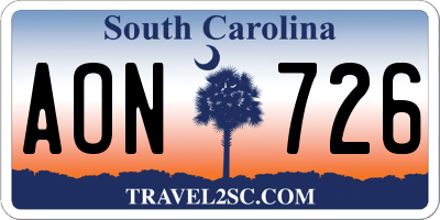 SC license plate AON726