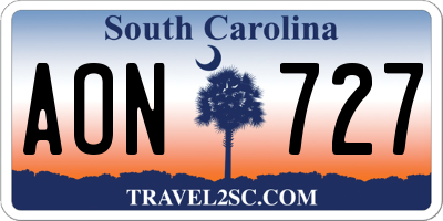 SC license plate AON727