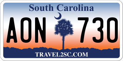 SC license plate AON730