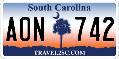 SC license plate AON742