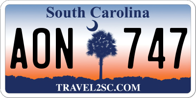 SC license plate AON747