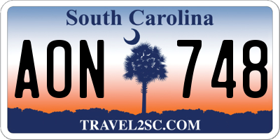 SC license plate AON748