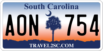 SC license plate AON754