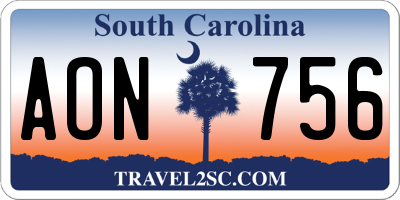 SC license plate AON756