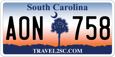 SC license plate AON758