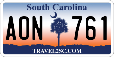 SC license plate AON761