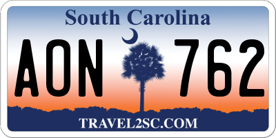 SC license plate AON762