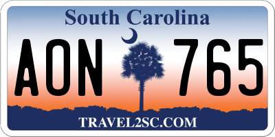 SC license plate AON765