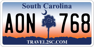 SC license plate AON768