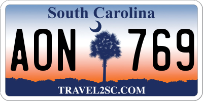 SC license plate AON769