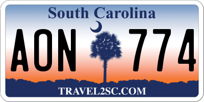 SC license plate AON774