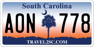 SC license plate AON778