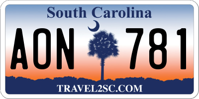 SC license plate AON781