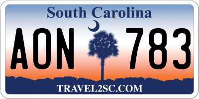 SC license plate AON783